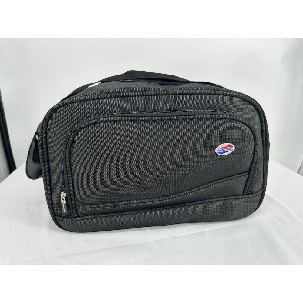 American Tourister Black Carry On Bag with Shoulder Strap 15X10 Collapsible